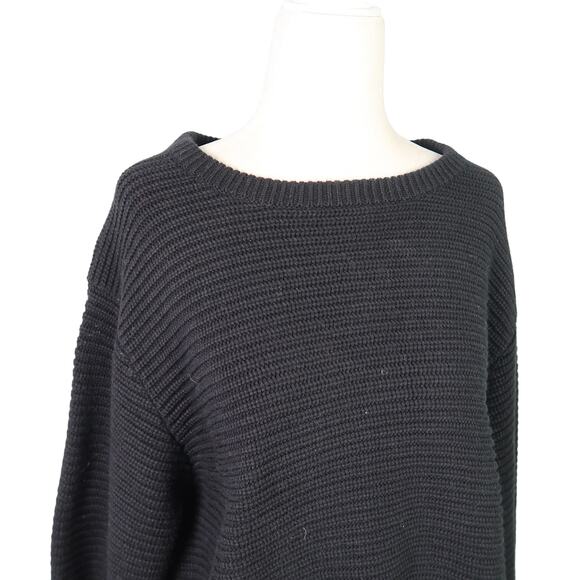 Outerknown black cotton alpaca chunky knit pullover sweater Women XL - Picture 2 of 7